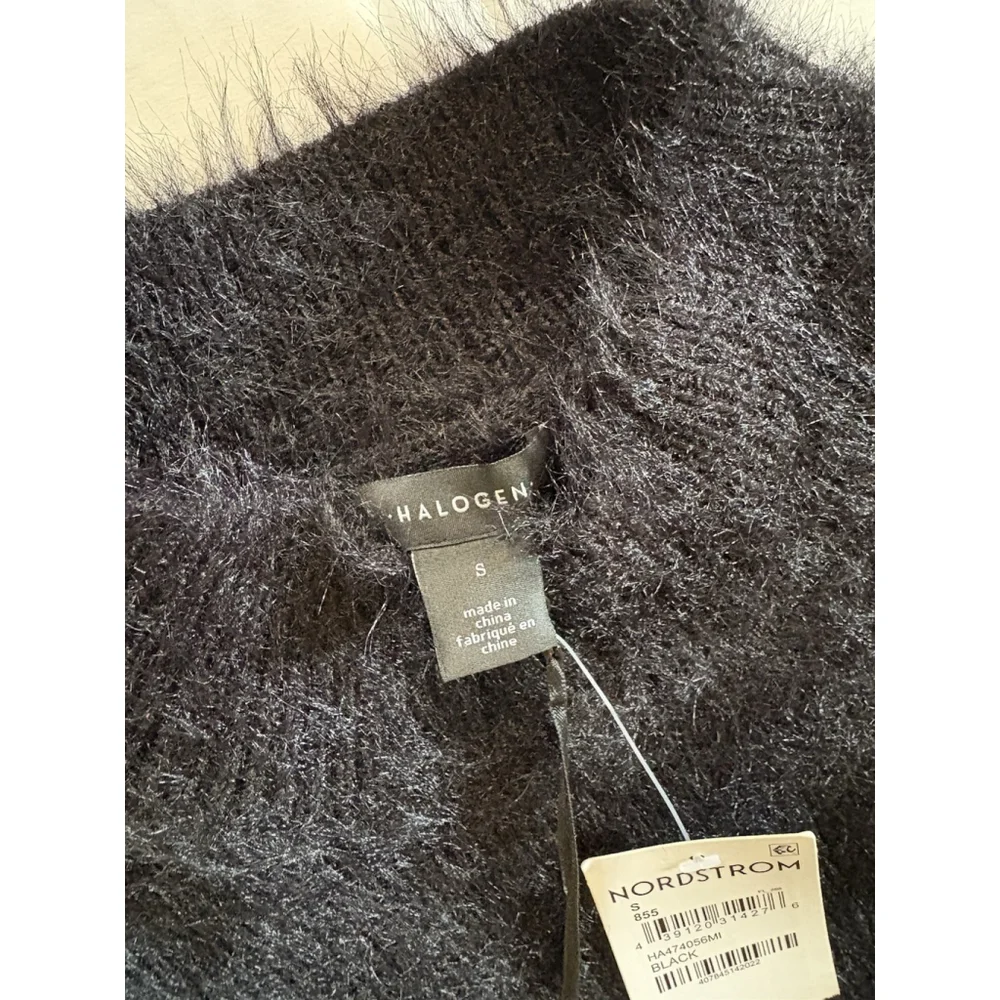 Halogen Mock Neck Long Sleeve Fuzzy Sweater Dress Holiday NWT Small Fitted - Picture 5 of 8